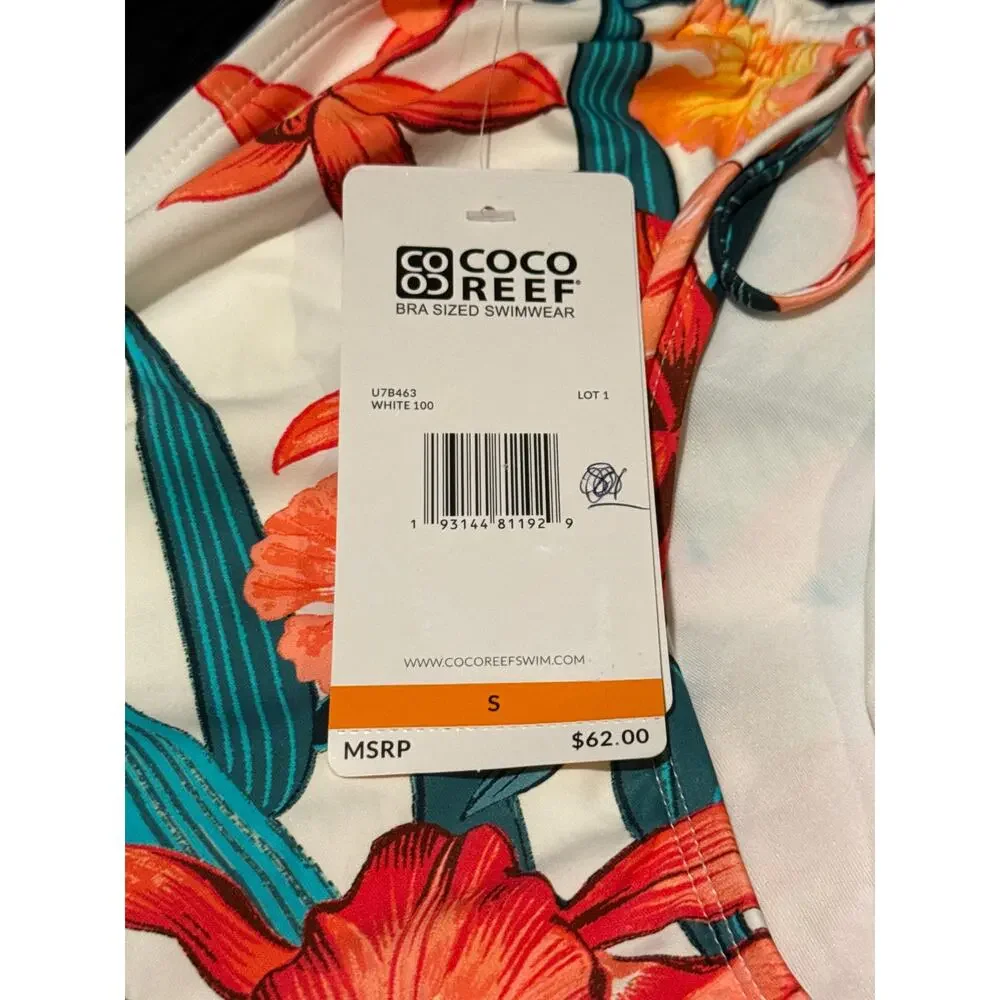 Coco Reef Island Flora Inpire Shirred High Waist Bikini Bottom S NWT